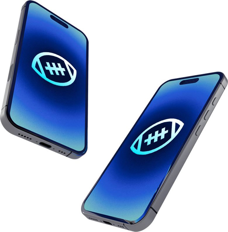 Phone with visible smiley emoji held in front of blue light