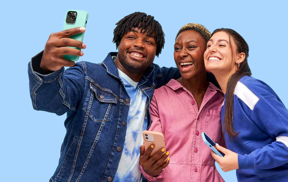 smiling friends taking a selfie