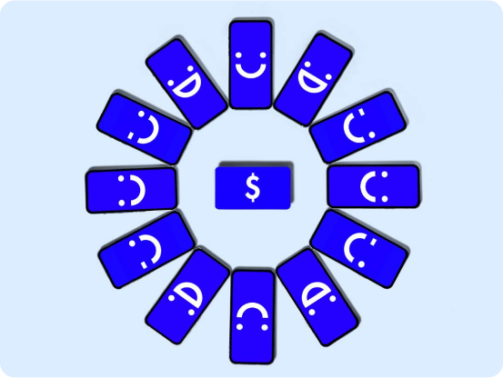 visible phones in a circle