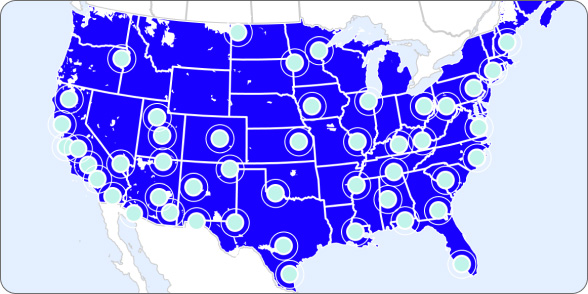 map illustrating network coverage
