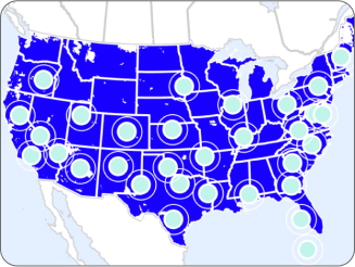 map illustrating network coverage